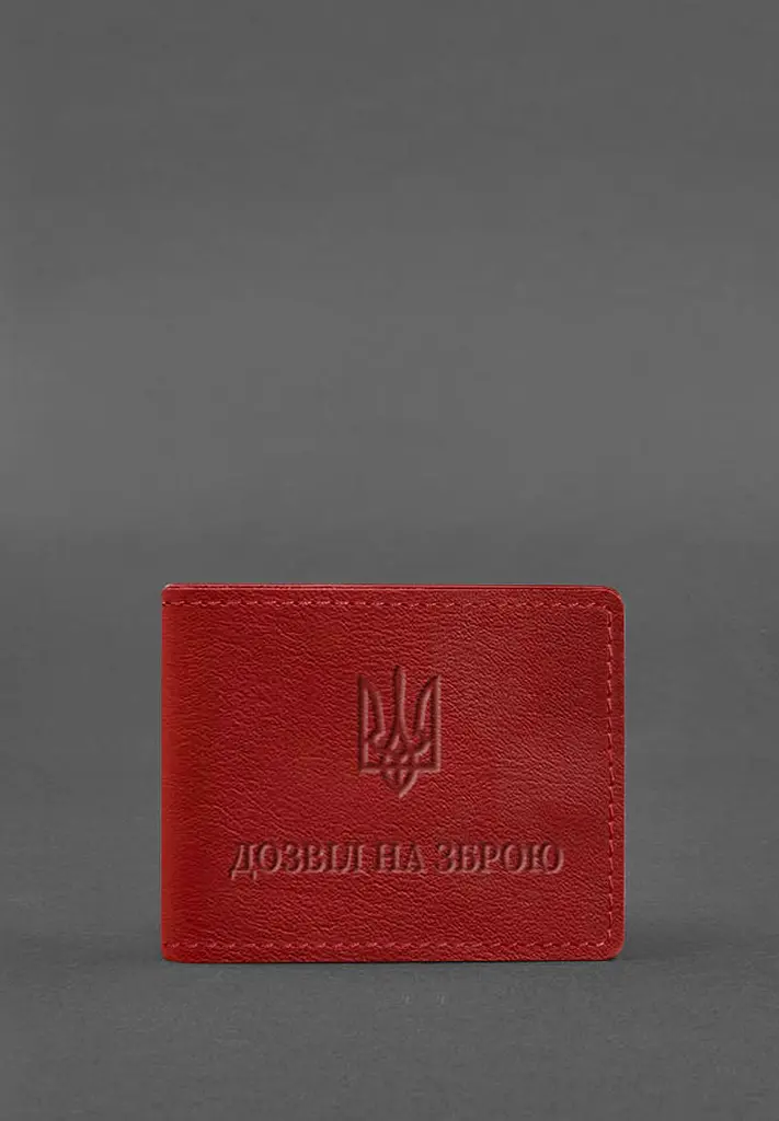 Шкіряна обкладинка для дозволу на зброю червона - фото 2