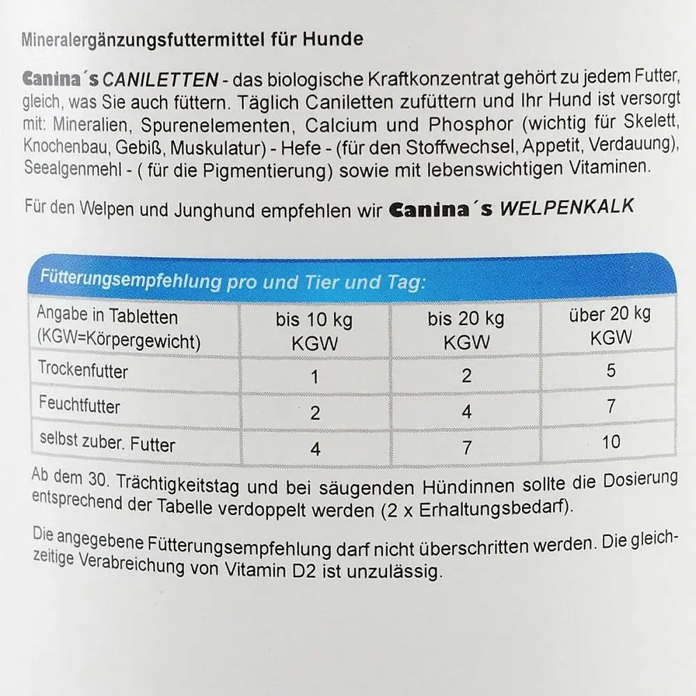 Вітаміни для собак Canina (Каніна) Caniletten 500 табл. активний кальцій для вагітних і лактуючих сук - фото 3