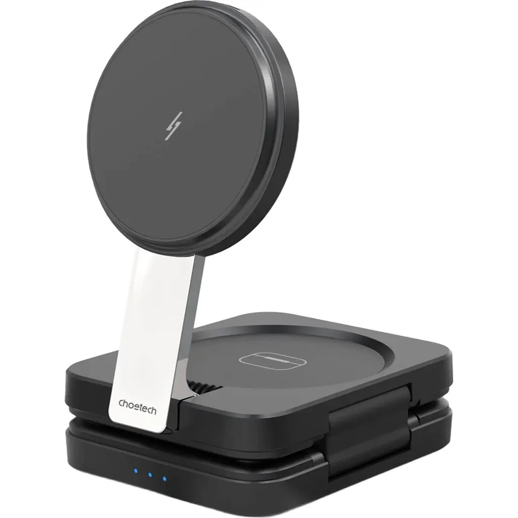 Бездротовий зарядний пристрій Choetech T636-F Qi2 3in1 Foldable Magsafe Wireless Charger Black [127160] - фото 3