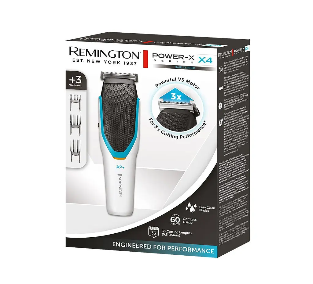 Машинка для стрижки Remington Power X Series X4, мережа+акум., насадок-3, сталь, біло-чорний - фото 5