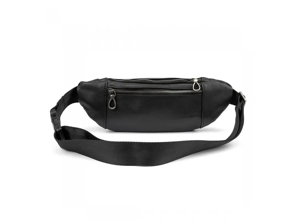 Сумка на пояс з телячої шкіри Tiding Bag t0010A чорний - фото 5