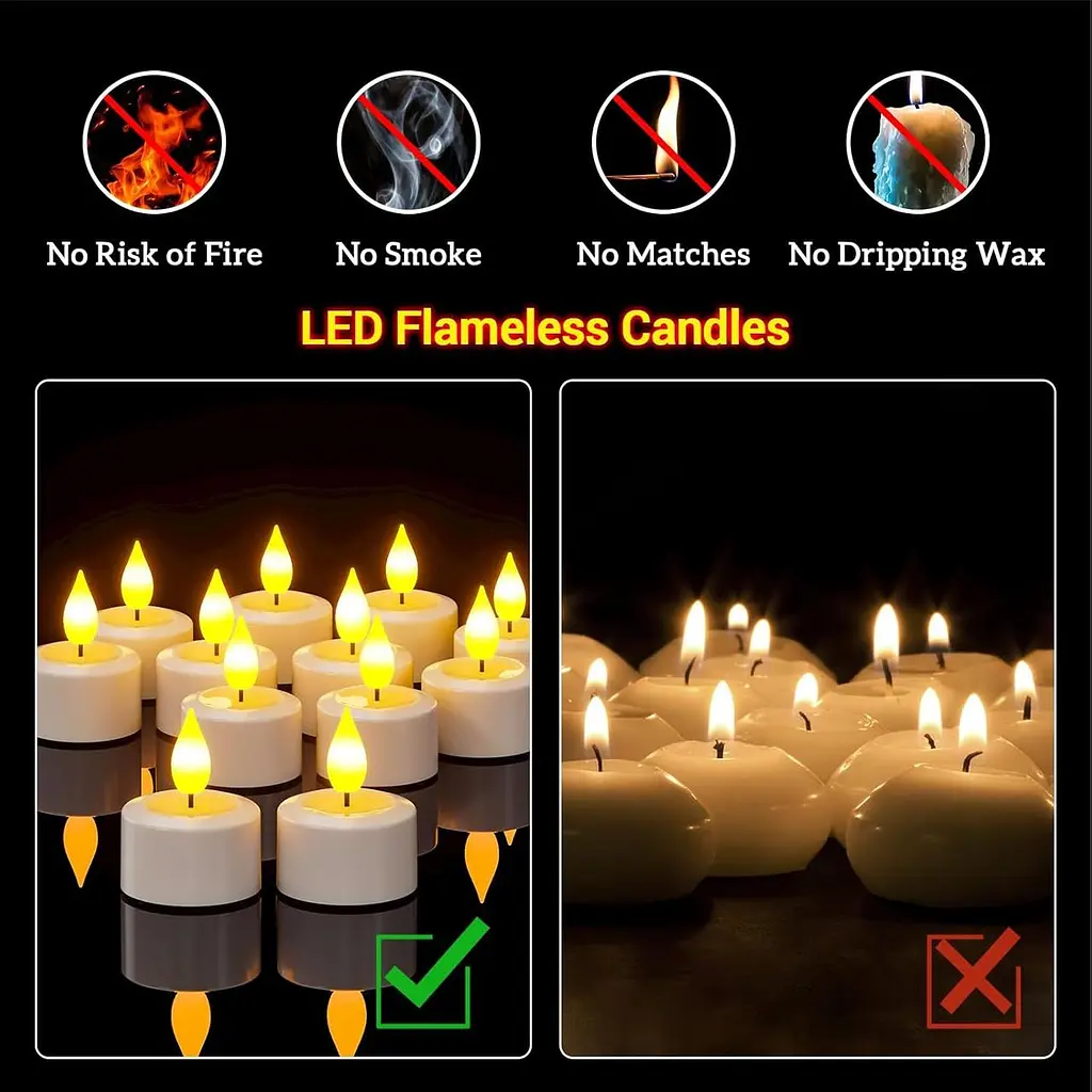 Акумуляторні LED-свічки Yme Tea Lights 12 шт з пультом і таймером - фото 5