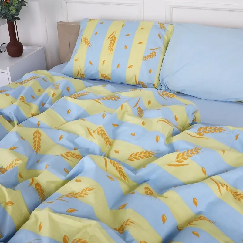 Підковдра на блискавці MirSon Еar of wheat 17-0588 бязь 220х200 см блакитна з жовтим - фото 2