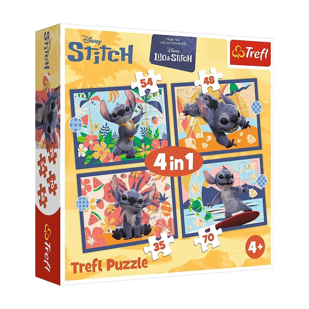 Пазл Trefl Disney Stitch The Movie Відпустка на Гаваях 4 в 1 (35, 48, 54, 70) (5900511346664)