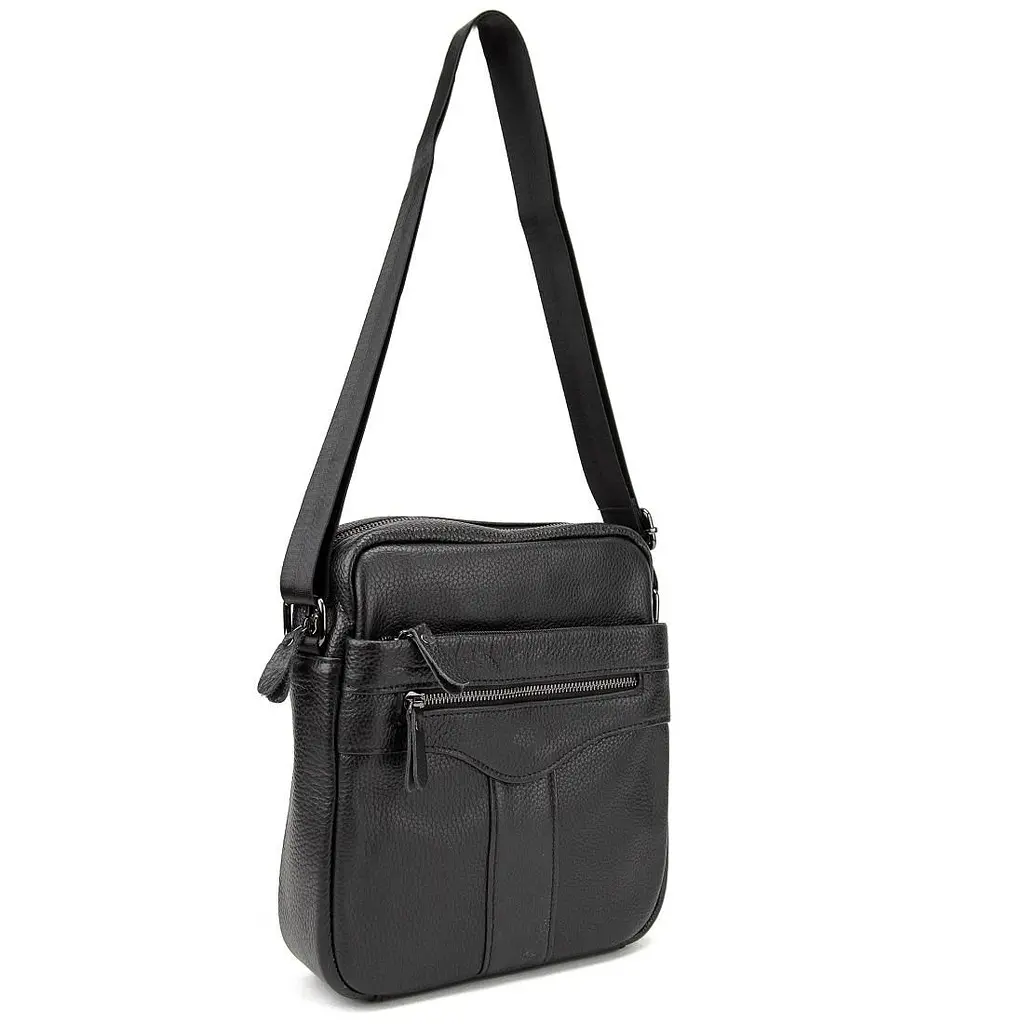 Шкіряний маленький чоловічий месенджер чорний Tiding Bag M56-0187A - фото 7