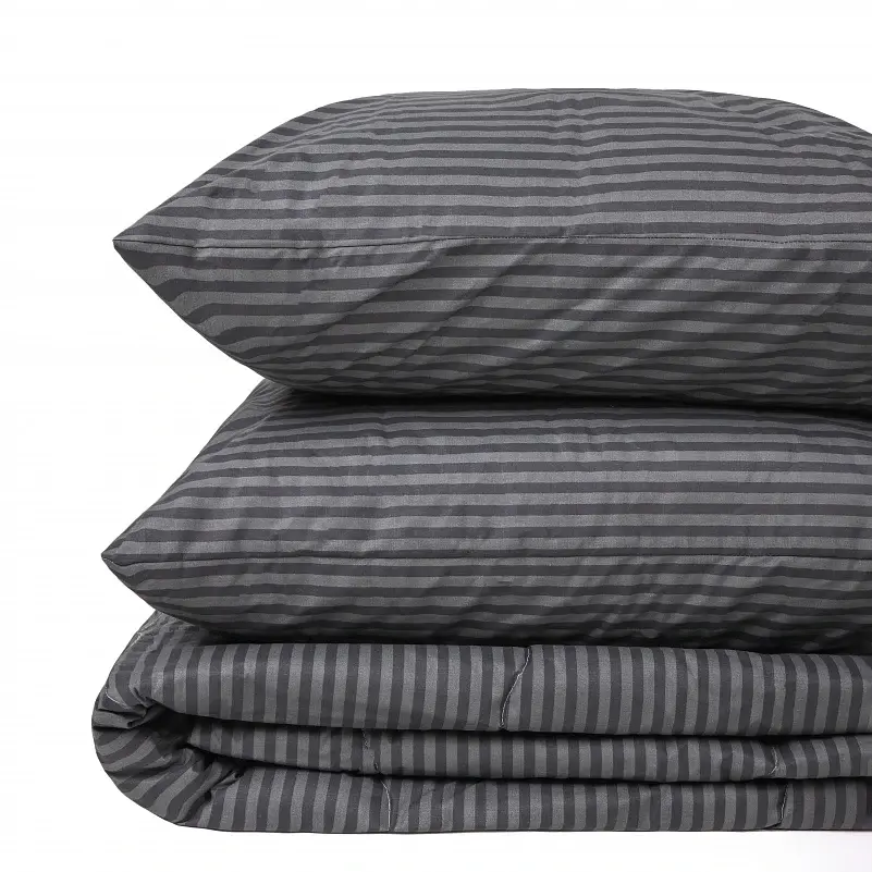 Літній постільний комплект MirSon №2943 Сolor Fun Line Stripe Black з евкаліптовим волокном 2х155х215 см чорний (2200010964288) - фото 2