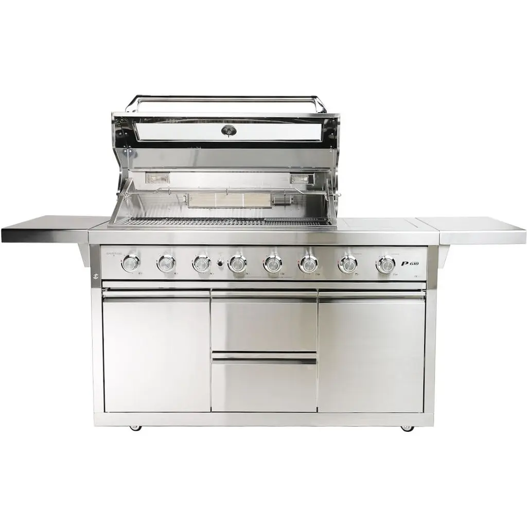 Газовый гриль Santos P-618 с боковой и задней горелкой, нержавеющая сталь (900327) - фото 2