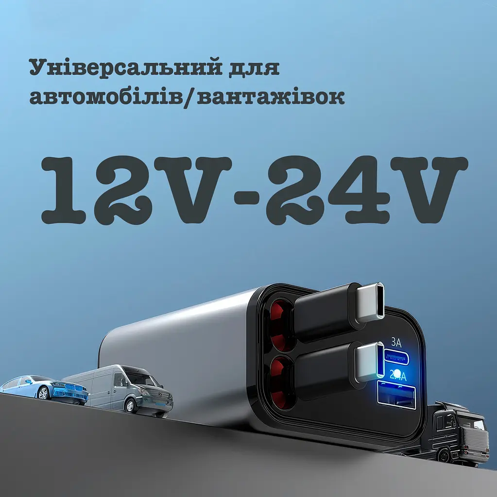 Автомобільний зарядний пристрій UFT CC14-TT з надшвидкою зарядкою 4 в 1 60 Вт 2xType-C Чорний (UFTCC14-TT)
 - фото 4