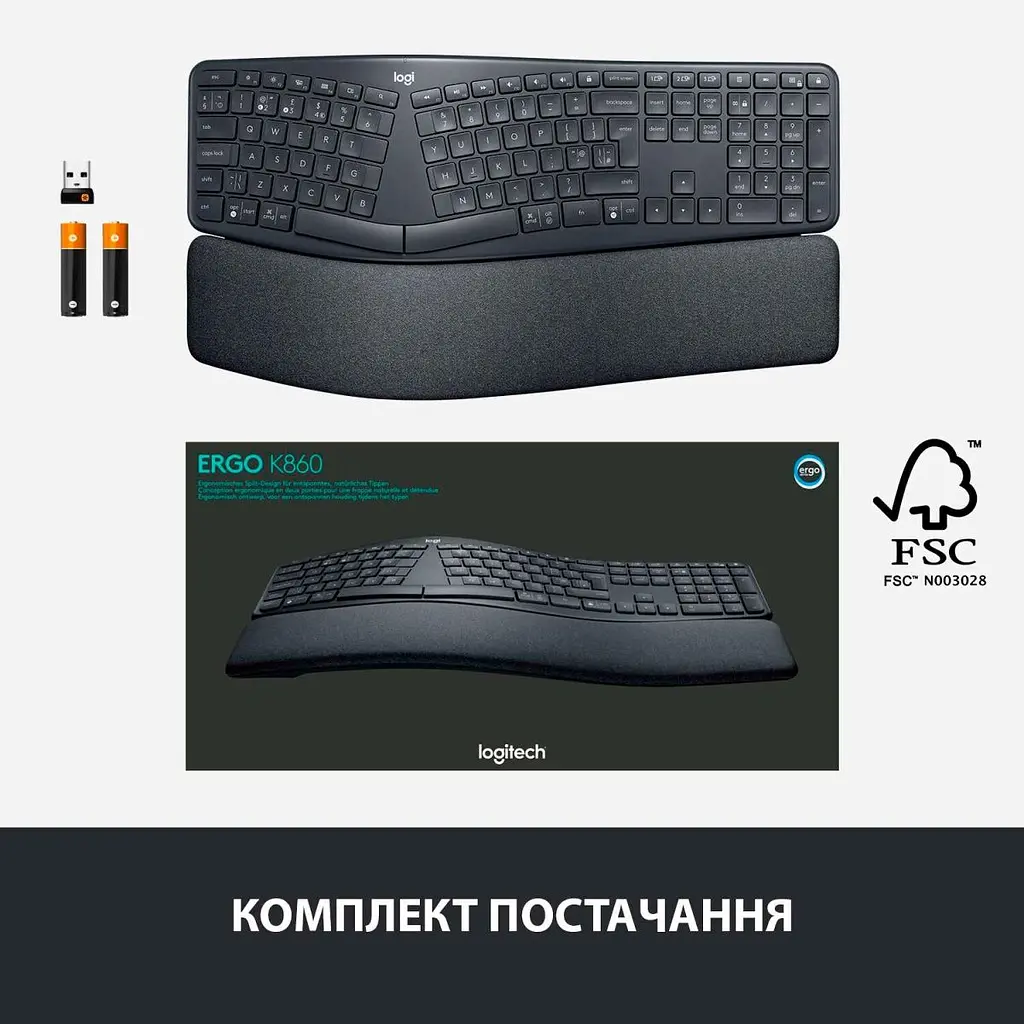 Клавіатура Logitech ERGO K860 for Business Bluetooth/Wireless UA Black [920-010352] [81153] - фото 6