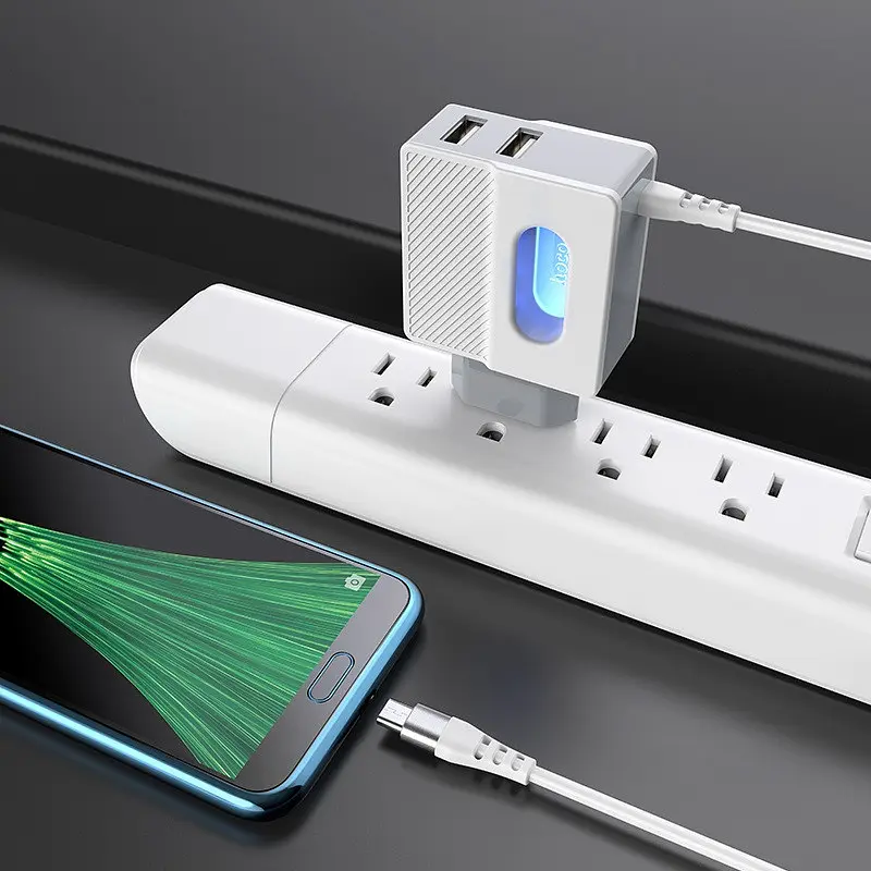 Зарядний адаптер Hoco C75 Imperious DC5V 2.4 A EU штекер подвійний USB вихід - фото 3