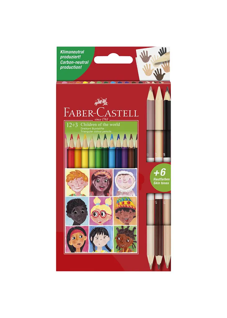 Набір олівців 12 кол. FABER CASTELL + 3 двосторонні Skintones (511514)