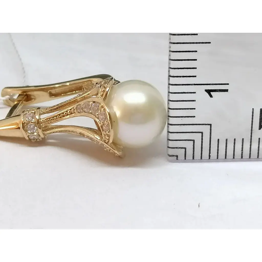 Золоті сережки Імперія золота з фіанітами і перлами. СВ755(2)І - фото 4