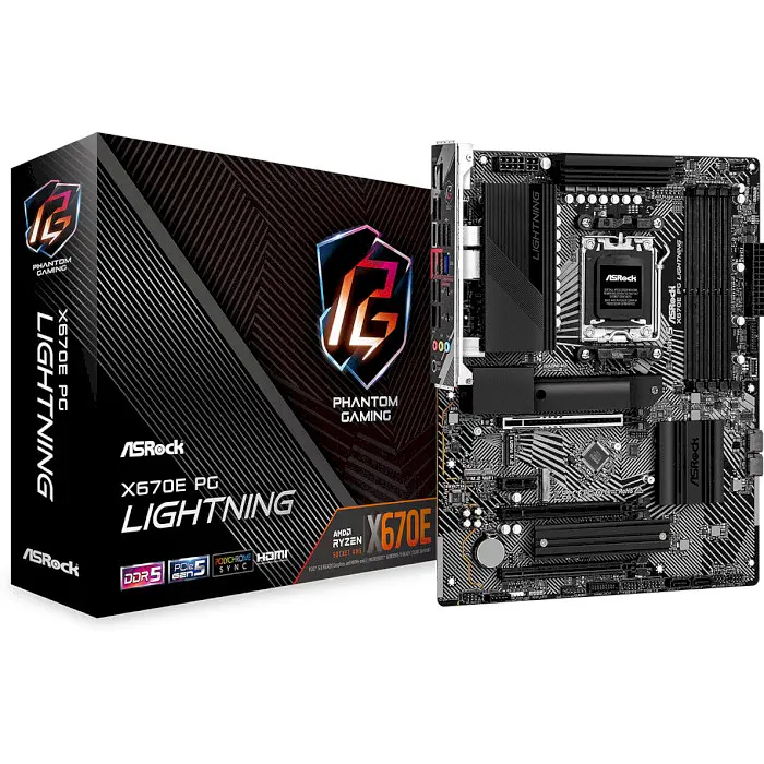 Материнская плата AsRock X670E PG LIGHTNING (X670E PG LIGHTNING) (Socket AM5, AMD X670, ATX) Б/у - фото 5