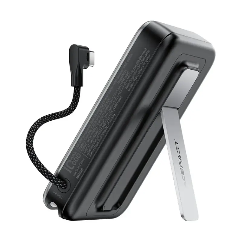 Зовнішній акумулятор ACEFAST M24-10000 22.5W magnetic fast charging power bank with holder and cable Metal Gray (6974316284871) - фото 3