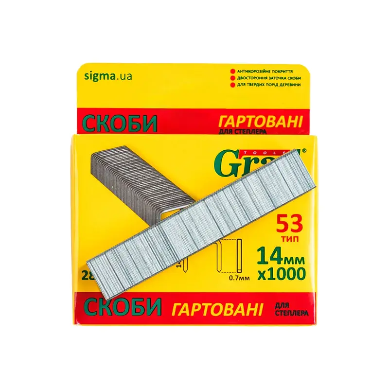 Скоби 14×11.3мм гартовані 1000 шт GRAD (2812245) - фото 5