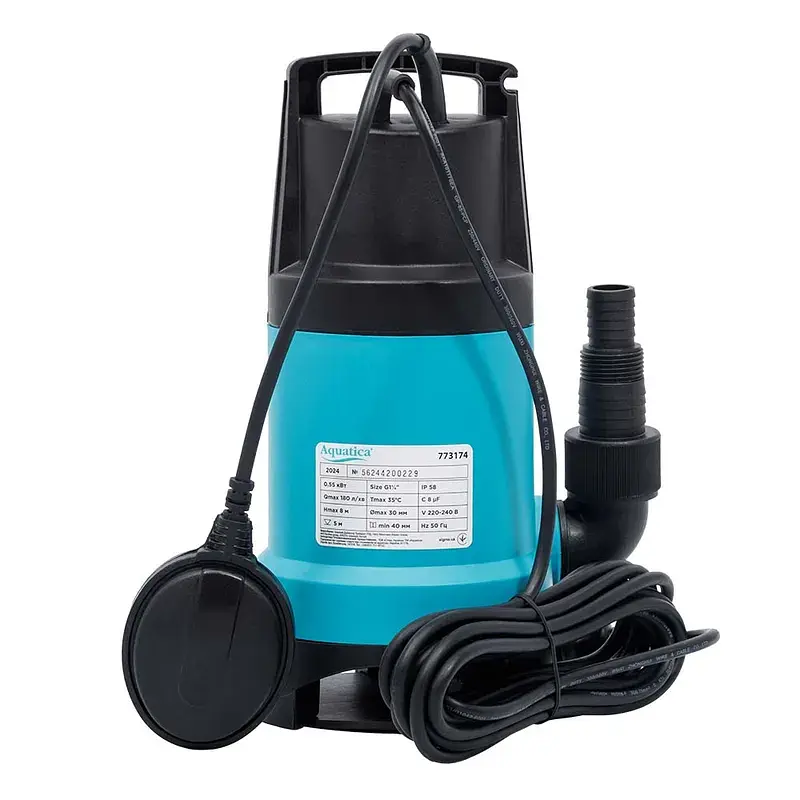Насос дренажний садовий 0.55кВт Hmax 8м Qmax 180л/хв (част. до 30мм) AQUATICA (773174) - фото 6
