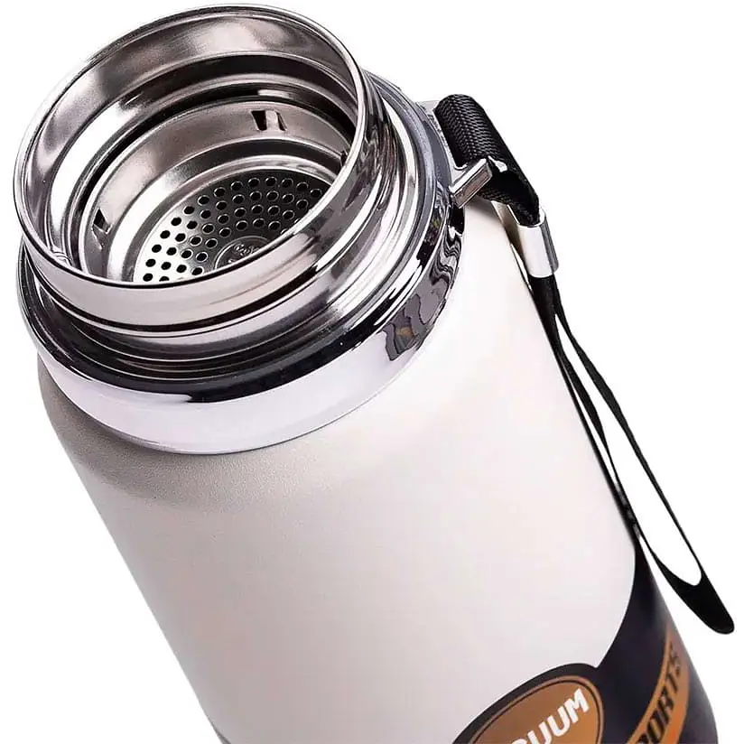 Термос Vacuum Sports 1 л с датчиком температуры и ситечком, белый Yiwu HP-14-30W - фото 4