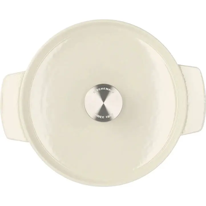 Кастрюля KitchenAid Cast Iron чугунная с крышкой 22 см 3.3 л миндальный крем (CC006056-001) - фото 3