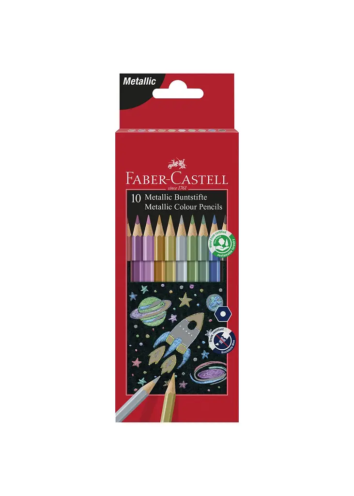 Набір олівців 10 кол. FABER CASTELL Metallic шестигранні (201583) - фото 4