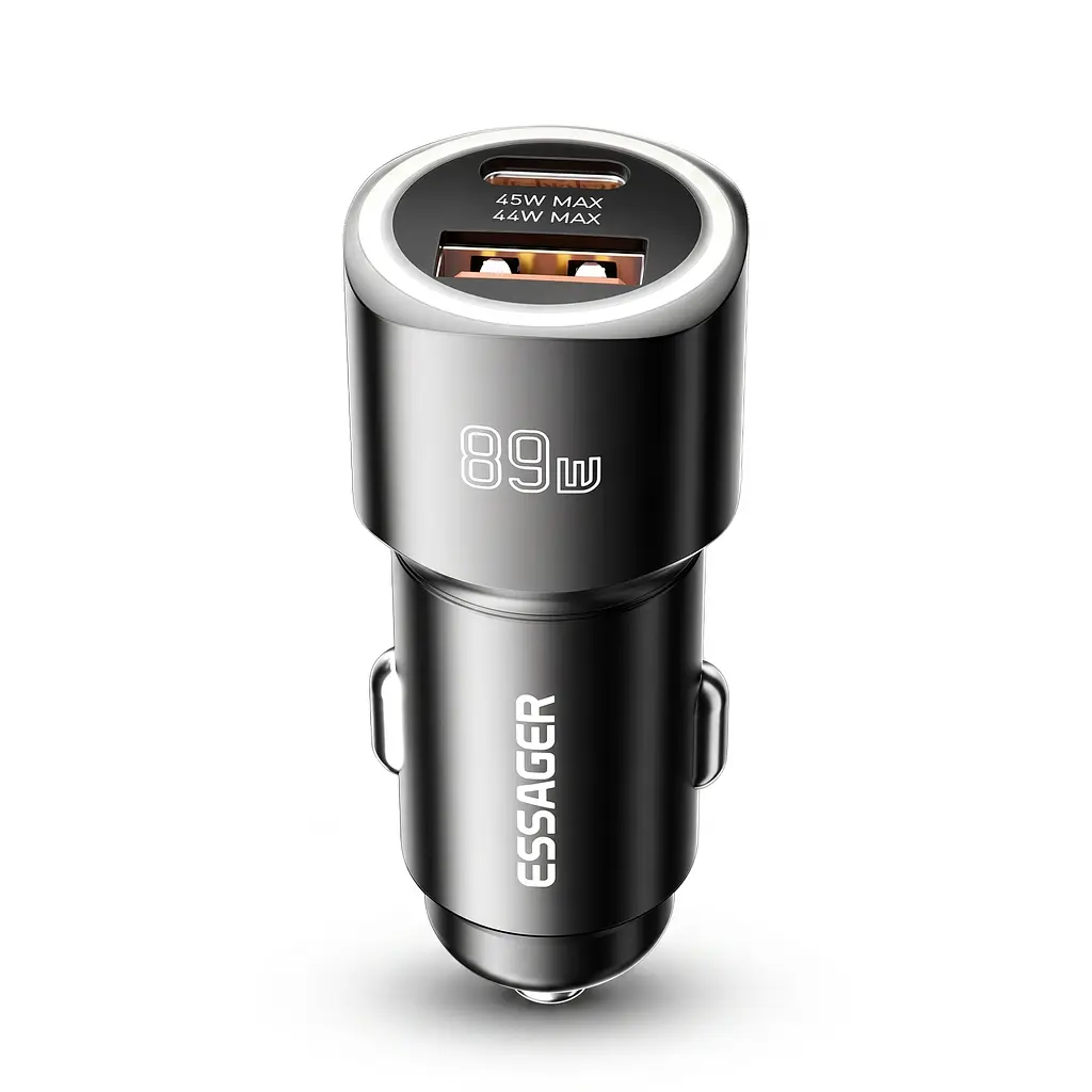 Essager Car Charger 89W 2 порта USB-C та USB-A Super Fast Charge PD QC 3.0 (сірий) - фото 2