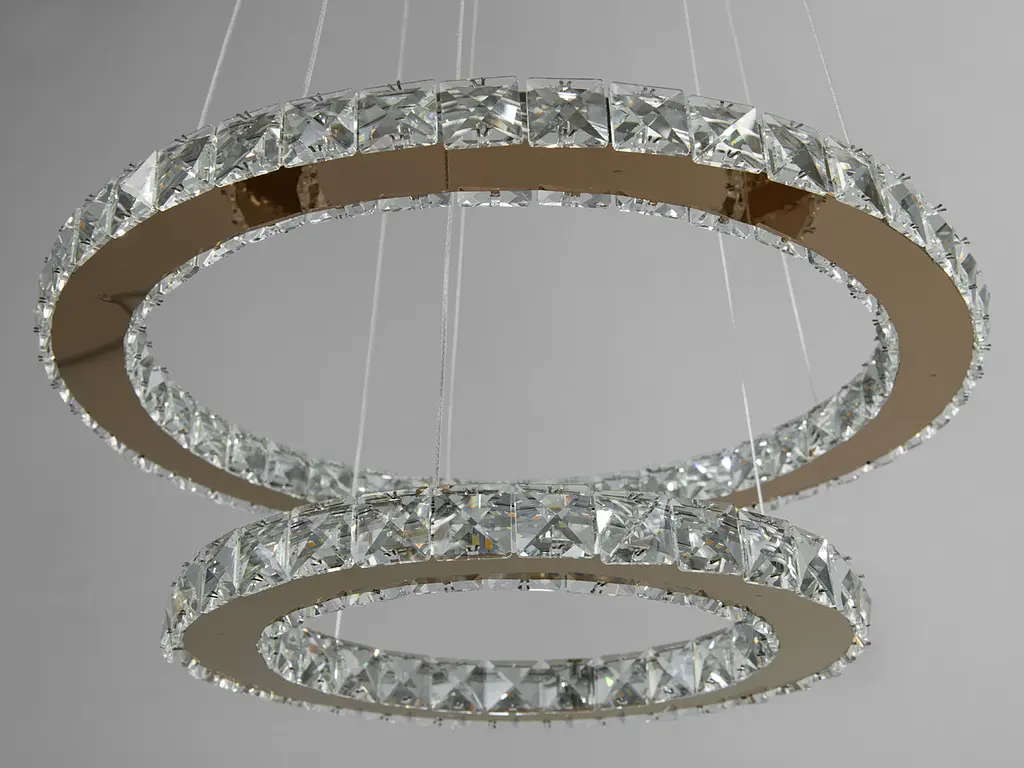 Люстра стельова LED Diasha 7206-6W/480+340G "Кришталеві кільця", 55W, 3025 лм, золото, для коридору, кухні, спальні - фото 4