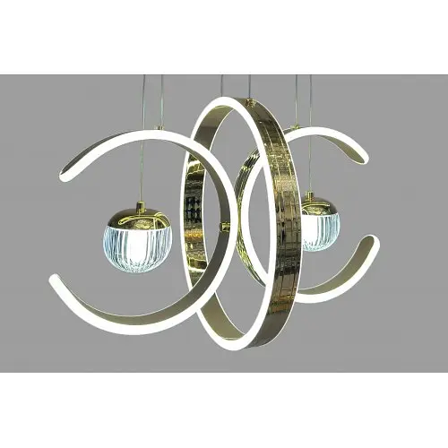 Linisoln 9557-2 FG, золота підвісна LED-люстра з двома кільцями 75 Вт та трьома температурами світла - фото 2
