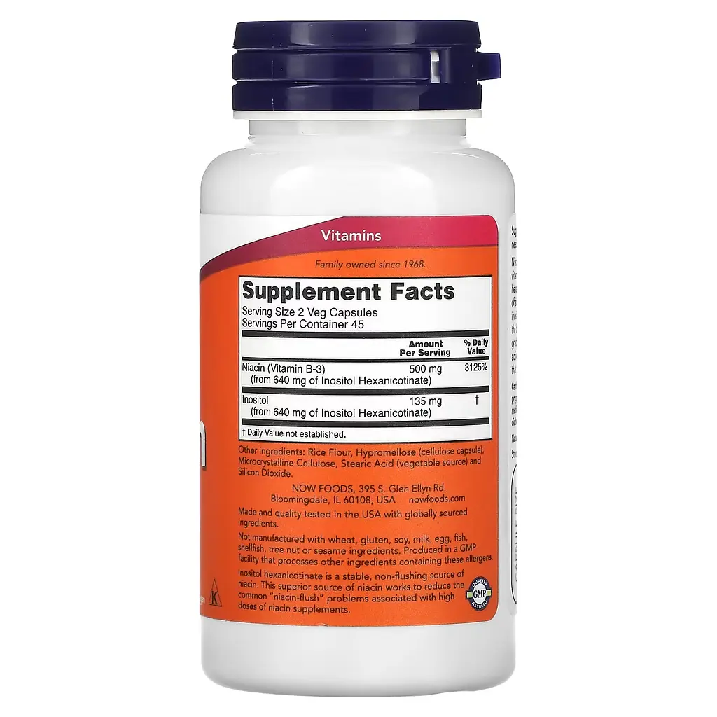 Ніацин (Вітамін В3) Niacin Flush Free 250 мг - 90 вег. капсул - фото 2