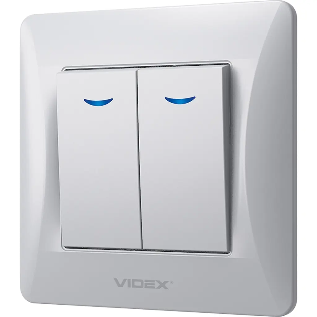 Вимикач двоклавішний Videx Binera з підсвіткою срібний шовк 1 шт. - фото 2