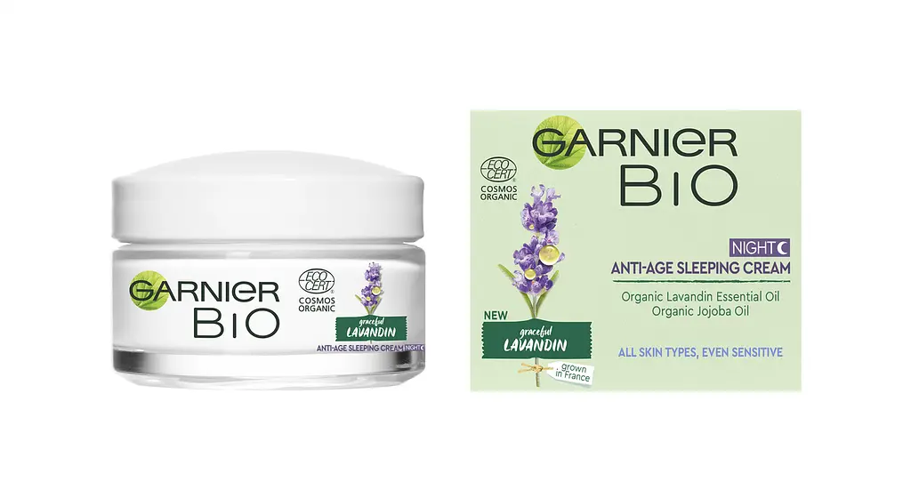 Нічний антивіковий крем для шкіри обличчя Garnier Bio з екстрактом лавандину, 50 мл (C6388100) - фото 2