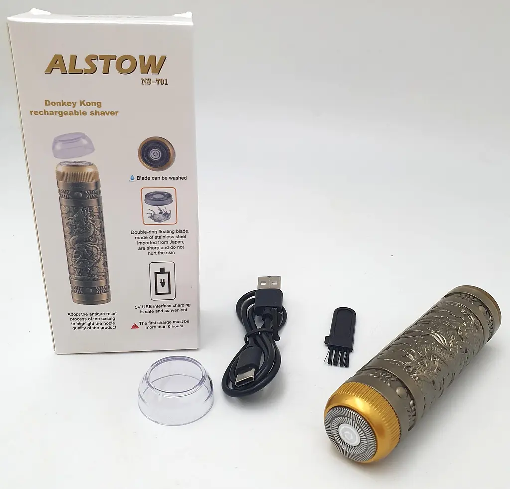 Акумуляторна міні бритва металева дорожня USB електробритва бездротова роторна Mini Shaver Alstow NS-701 - фото 3