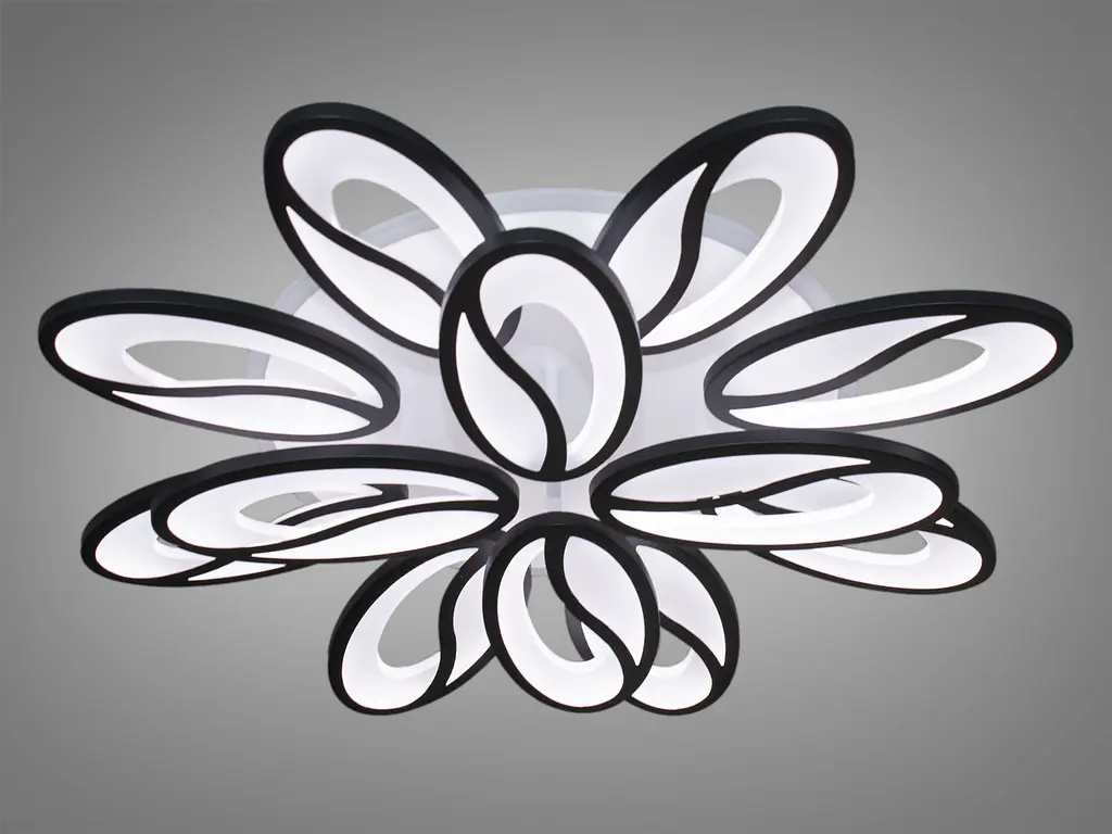 Люстра стельова LED Diasha 8090/8+4BK, 190W, 4100K, чорний метал, сучасний стиль для дому - фото 2