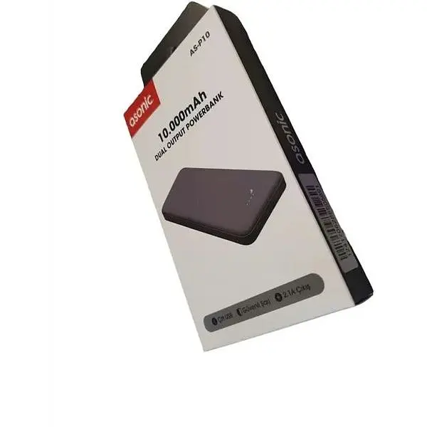 Портативний зарядний пристрій Asonic P10 10000 mAh з індикатором заряду чорний - фото 2