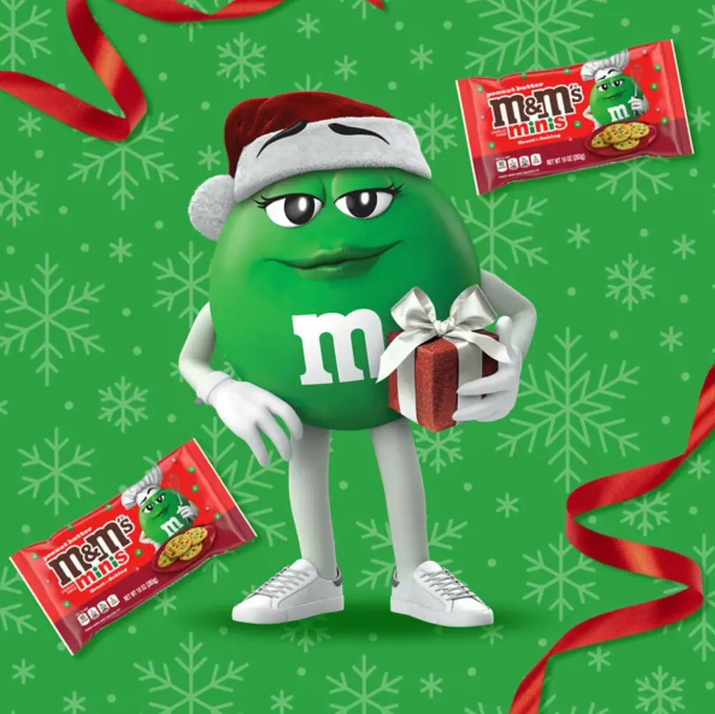 Драже M&M's Minis Peanut Butter Milk Chocolate Red & Green Christmas Candy Baking Bits 283 г - фото 4