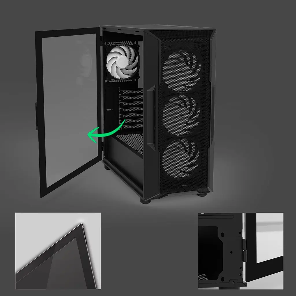 Корпус Zalman I3 Neo V2 из закаленного стекла без блока питания, черный (I3NEOV2BLACK) - фото 5