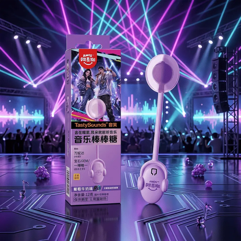 Льодяник Amos Tasty Sounds Audio Lollipop Grape Milk Flavor 12г - фото 3