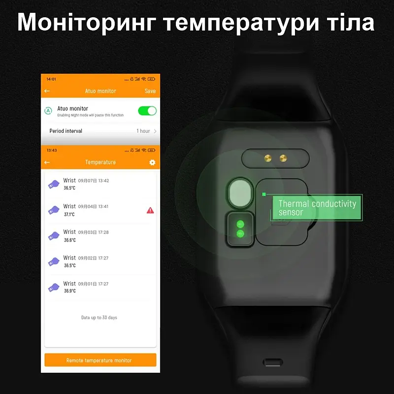GPS браслет для детей и пожилых людей с SOS, голосовой связью, датчиками температуры и давления Nectronix Y14 (101183) - фото 5
