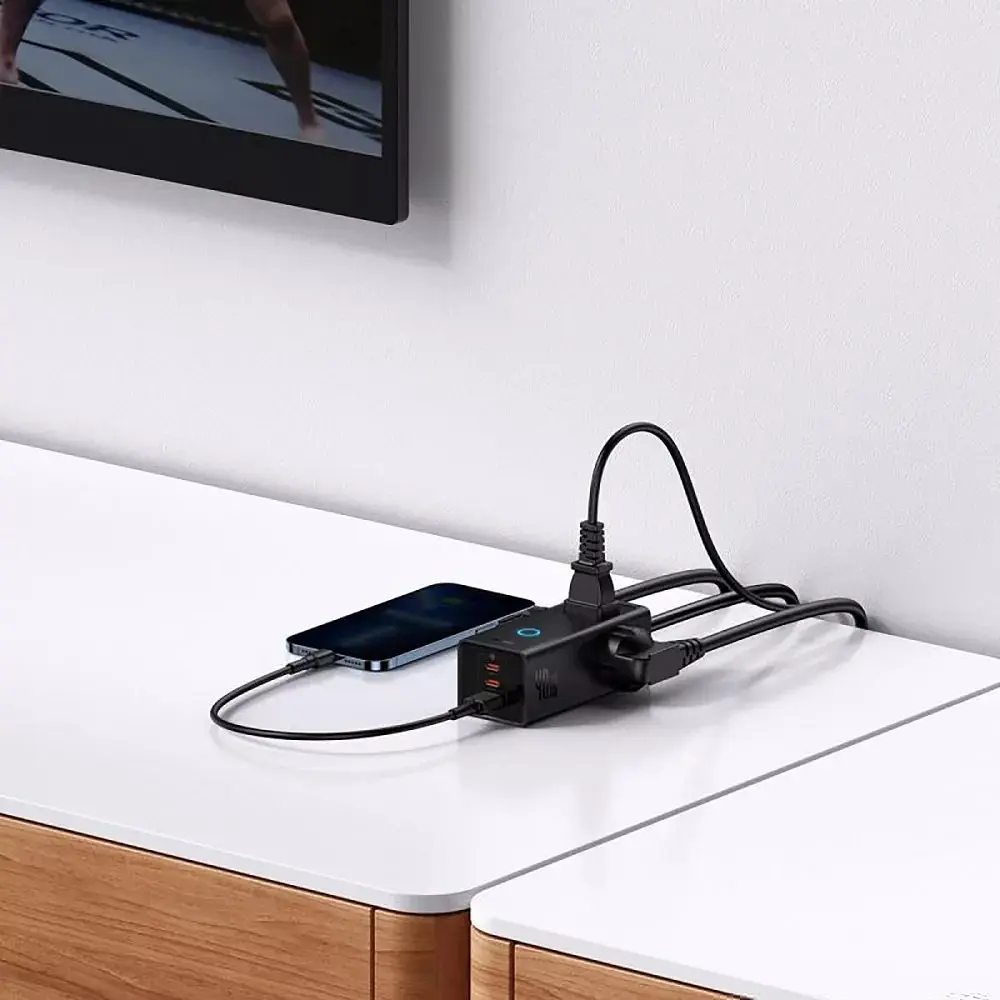 Сетевой фильтр-удлинитель Baseus PowerCombo Digital PowerStrip (3 з розетки 1 х USB 2 х Type-C) 1.5 м - фото 6