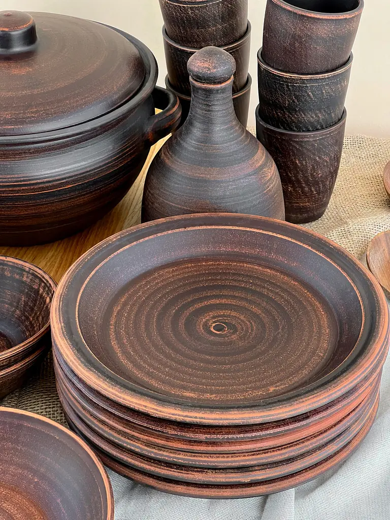 Шашличний столовий сервіз керамічного (глиняного) посуду на 6 чоловік Гладкий - фото 7