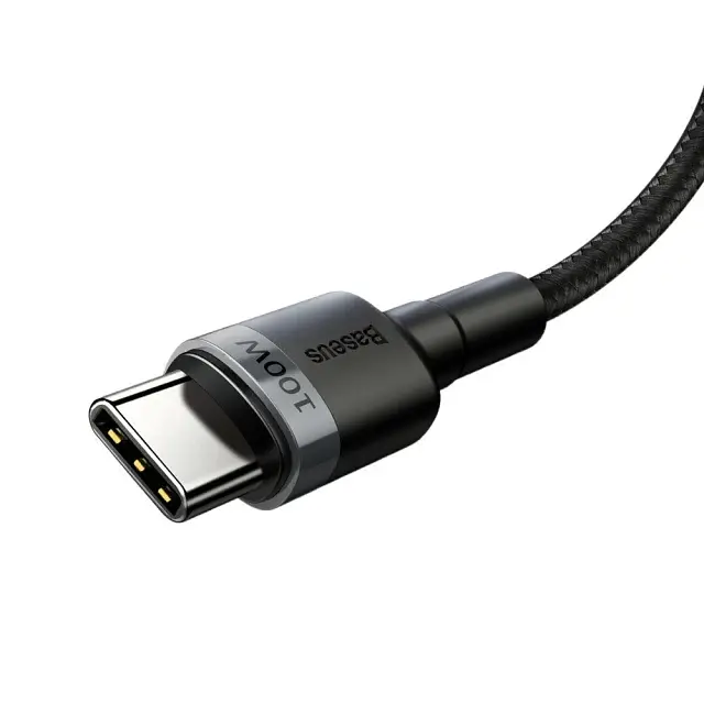 Кабель Baseus Cafule Metal USB-C to USB-C 100W 2m Gray/Black (CATKLF-ALG1) [75256] - фото 3