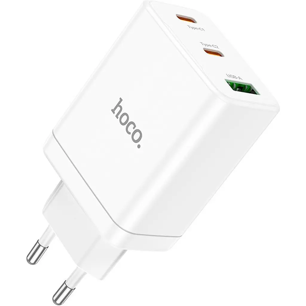 Мережевий зарядний пристрій Hoco N33 USB-A / 2 х USB-C 35W White [124887] - фото 4