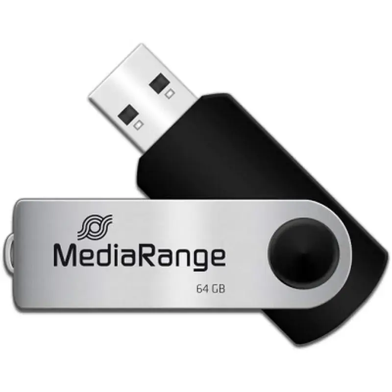 USB флеш накопичувач Mediarange 64GB Black/Silver USB 2.0 (MR912) - фото 2