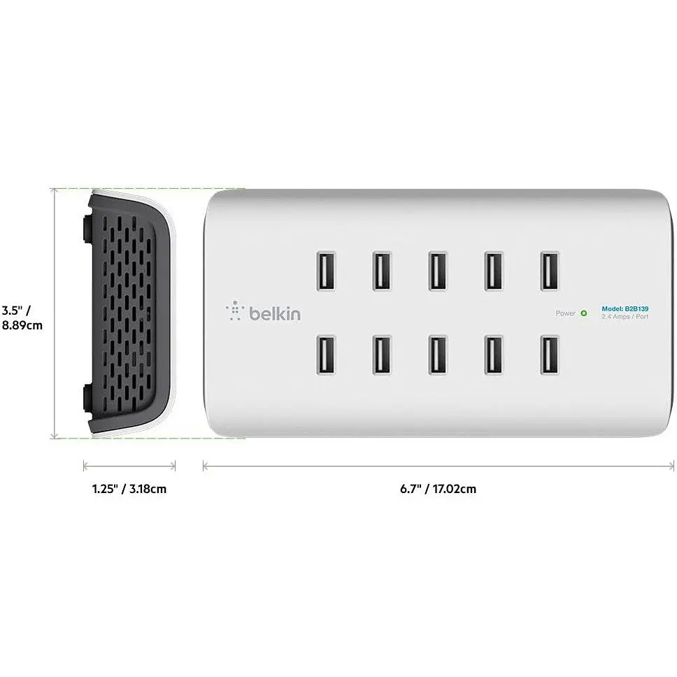 Станция для зарядки Belkin Charger RockStar 10 PORT USB-A 2.4 Amp, 120W - фото 3