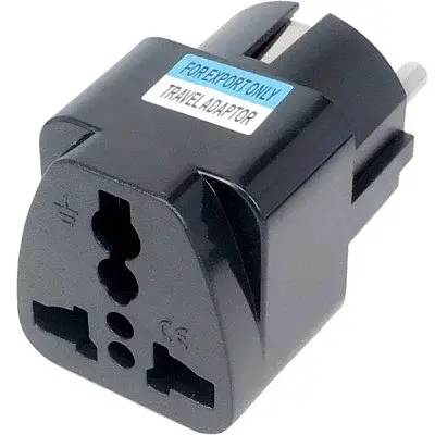 Перехідник мережевий Dynamode US/UK/AU на EU, чорний (EU Adapter чорний)