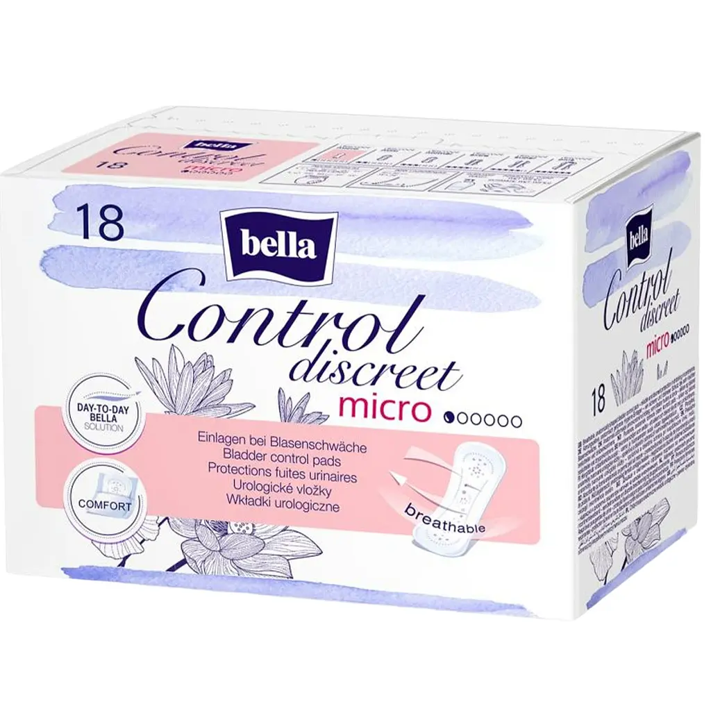 Урологические прокладки Bella Control Discreet Micro 1+1=3 54 шт. (3 уп. х 18 шт.) - фото 2