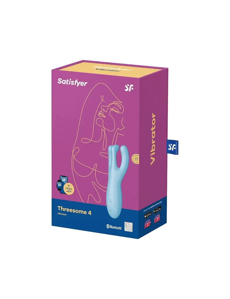 Кліторальний смарт-вібратор Satisfyer Threesome 4 Blue з трьома пальчиками - фото 4