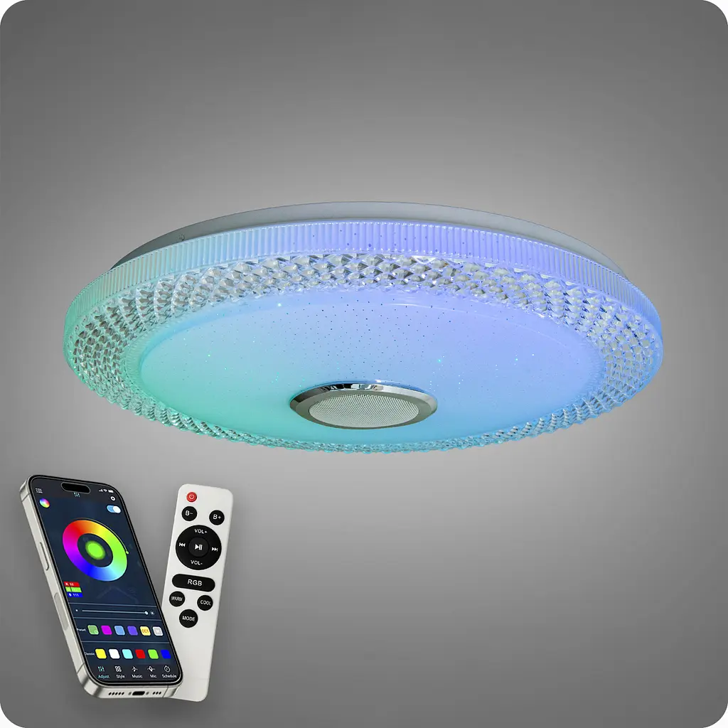 Люстра світлодіодна 517 Dlight RGB з пультом і колонкою 80Вт Білий (02158) - фото 5
