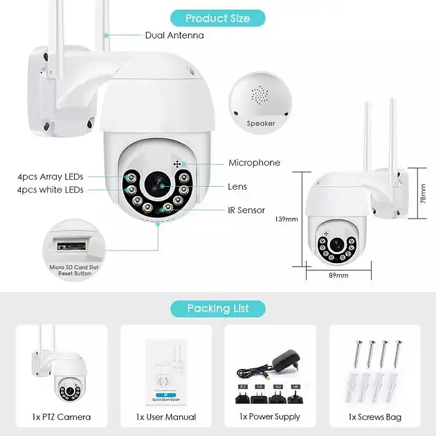 Камера видеонаблюдения XPRO PTZ Wi-Fi Outdoor Camera ICSEE 5MP оригинал 30 (MER-15337_1478) - фото 9