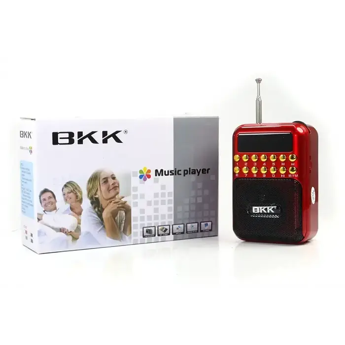 Радіоприймач на акумуляторі переносне радіо червоне з FM USB MicroSD BKK B872 - фото 5