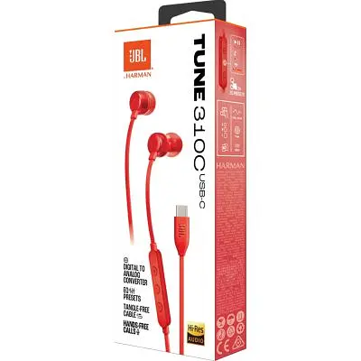 Навушники JBL Tune 310C USB-C Red (JBLT310CRED) - фото 6