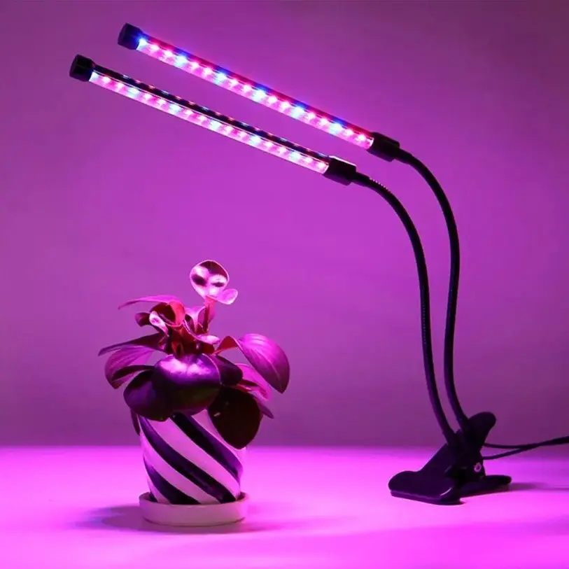 Фітолампа USB для росту рослин на 2 лампи гнучка, світлодіодна LED фіто лампа повного спектру професійна 2 гілки на прищіпці світильник для кімнатних квітів орхідей розсади лед фітолампа на два фітосвітильника для підсвічування та регулювання яскравості - фото 4